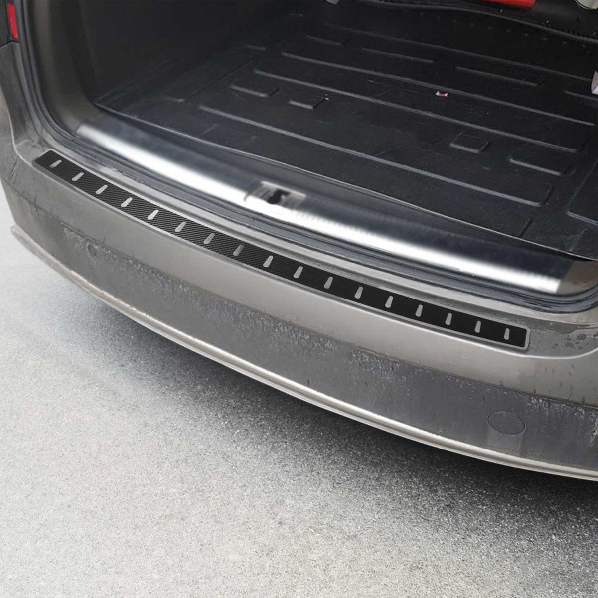 Audi A4 B8 Avant Rear Bumper Sill Cover - Omac - S.Steel + Carbon Foiled - Gloss Silver - '08-'12